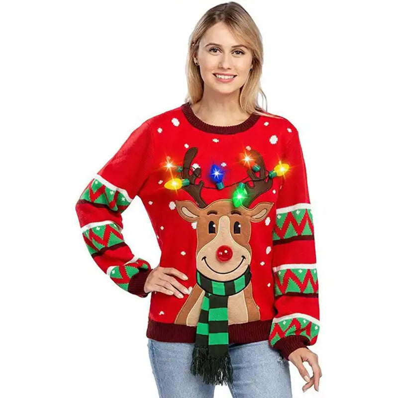 Funny LED Christmas Pullover Sweater Jumper